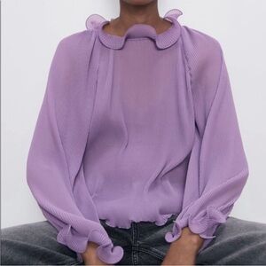 Zara mauve pleated top NWT